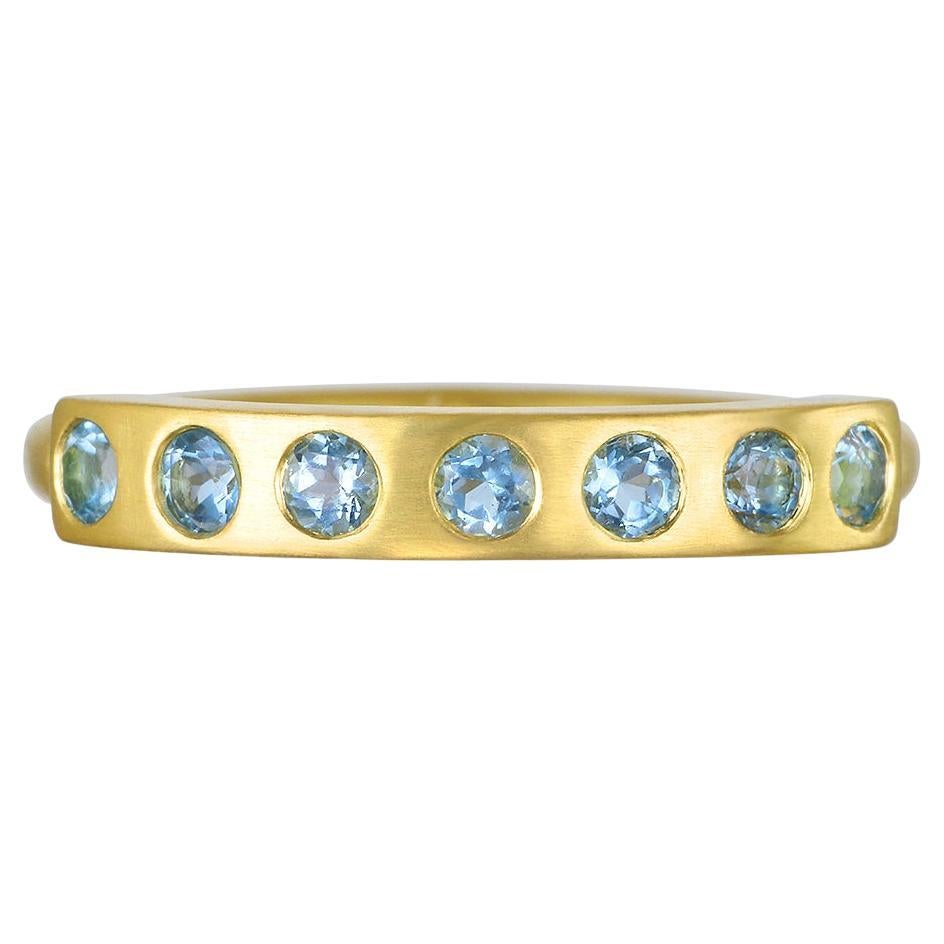 Faye Kim 18 Karat Gold Light Aquamarine Burnished Bar Ring