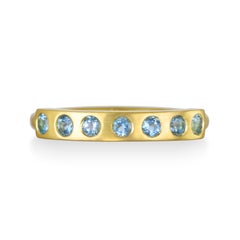 Faye Kim 18 Karat Gold Light Aquamarine Burnished Bar Ring