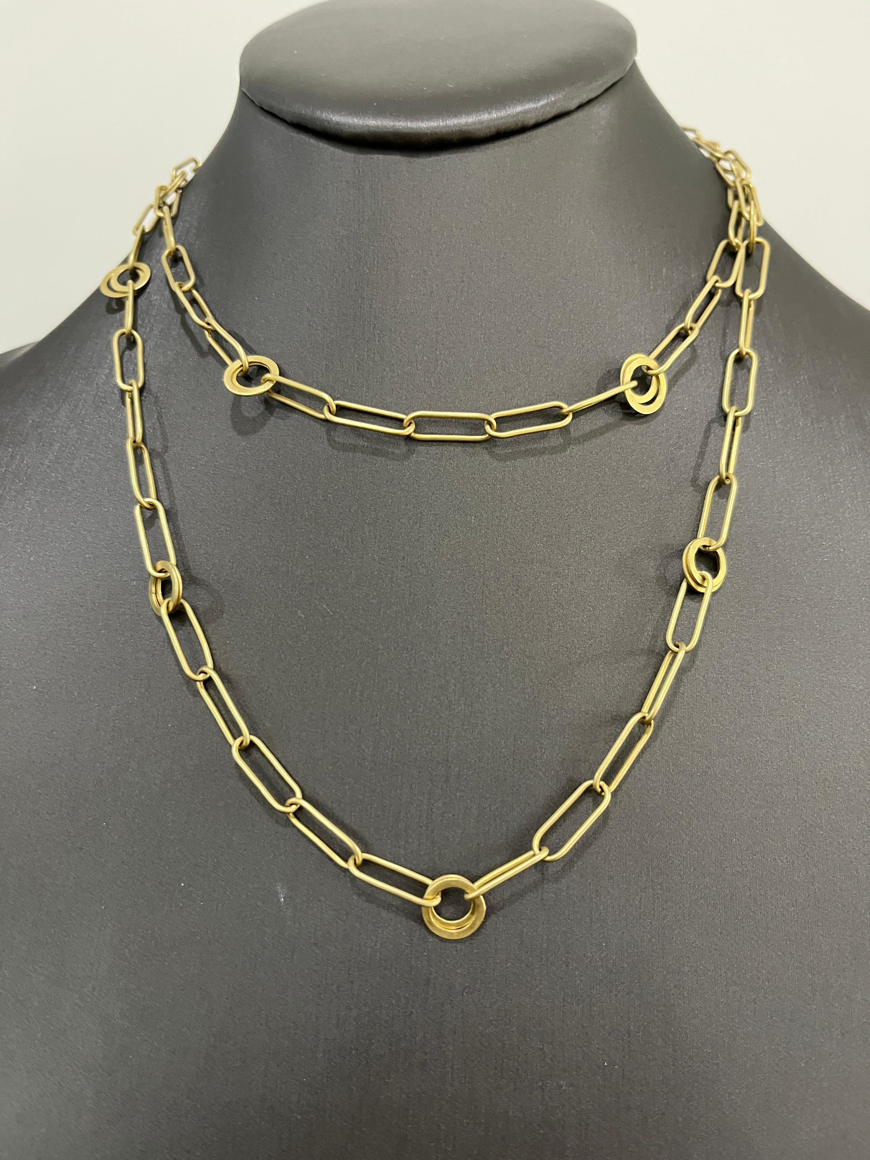 Contemporary Faye Kim 18 Karat Gold Long Paper Clip Chain Necklace For Sale