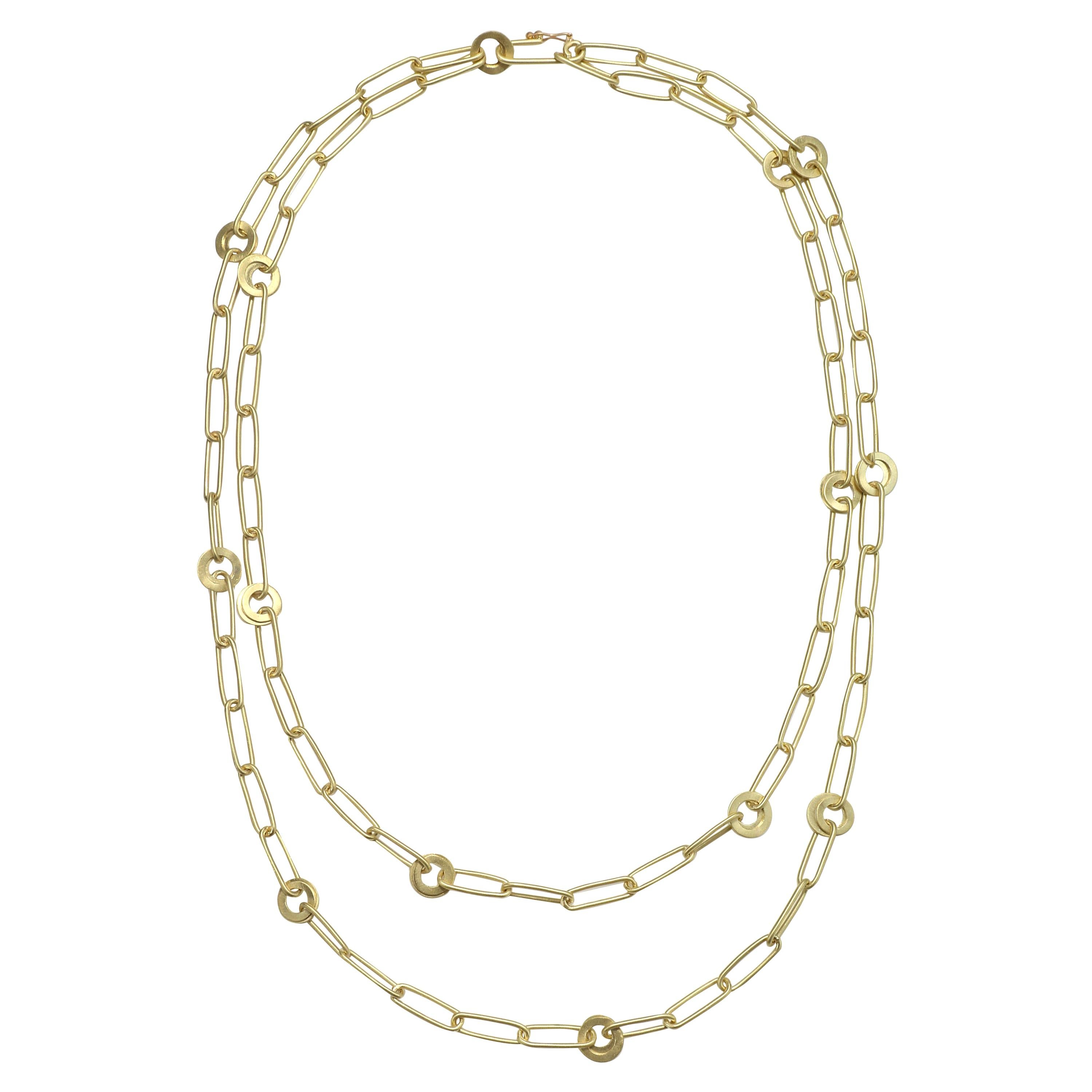 Faye Kim 18 Karat Gold Long Paper Clip Chain Necklace