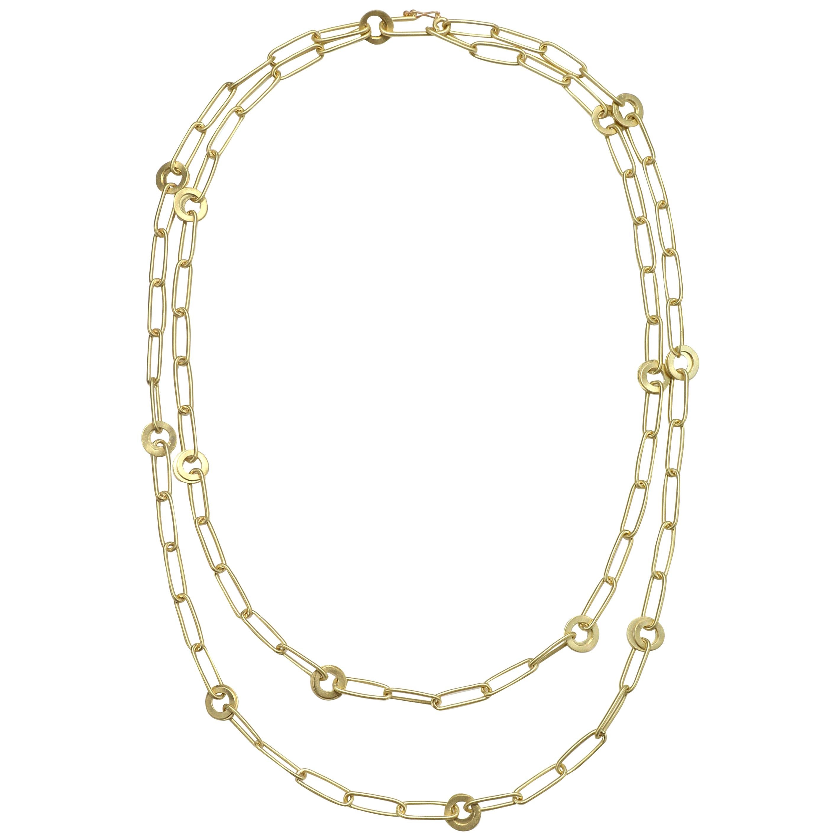 Faye Kim 18 Karat Gold Long Handmade Paperclip Chain Link Necklace