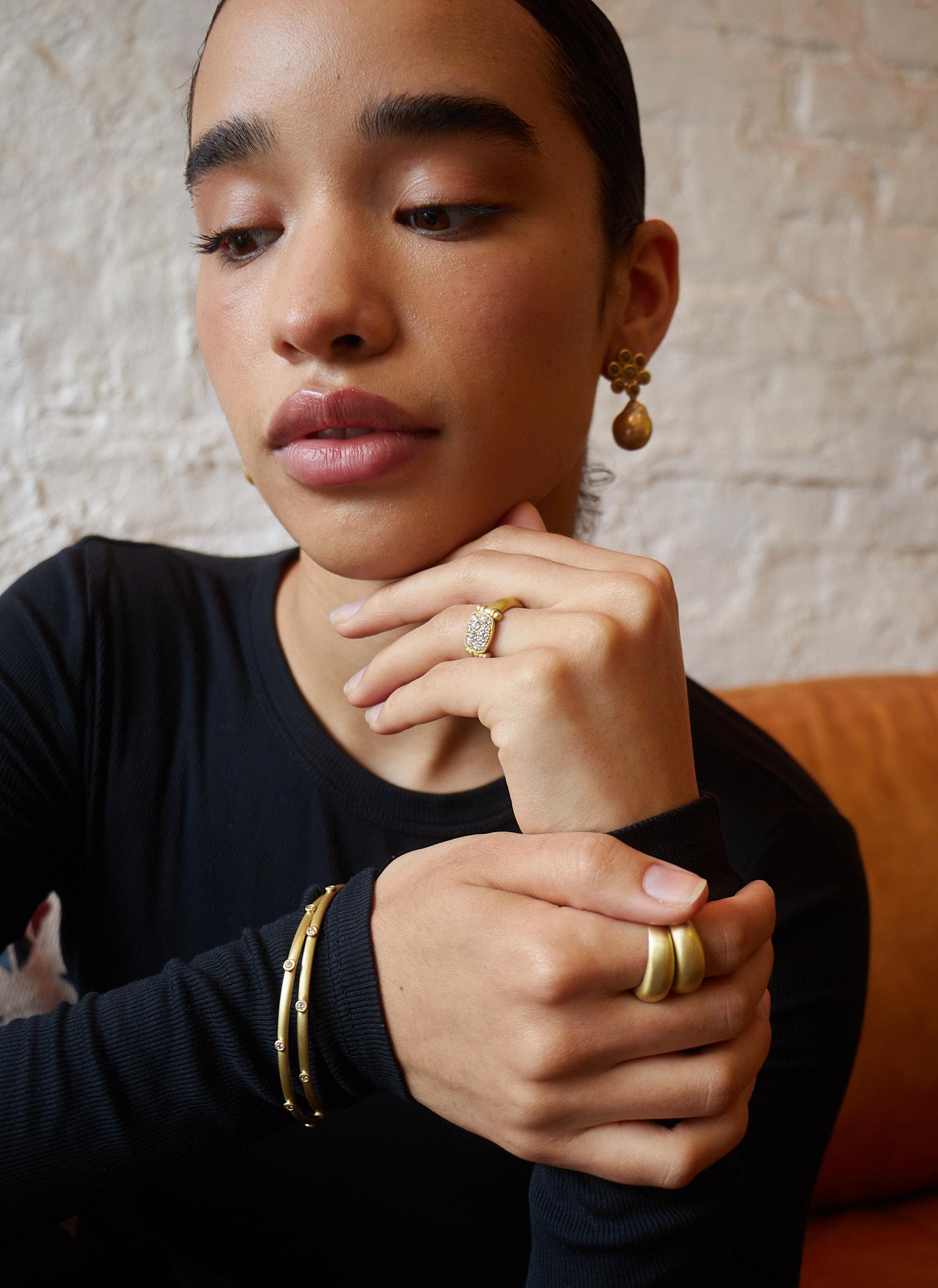 Women's or Men's Faye Kim 18 Karat Gold Low Dome Ring For Sale