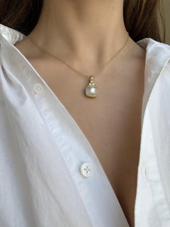 Faye Kim 18 Karat Gold Mabe Pearl and Diamond Pendant