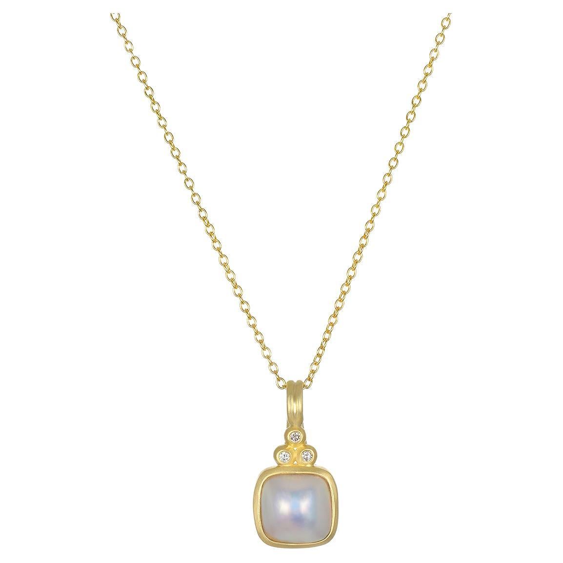 Faye Kim 18 Karat Gold Mabe Pearl and Diamond Pendant