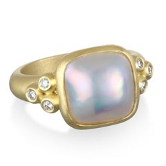 Faye Kim 18 Karat Gold Mabe Pearl and Diamond Ring