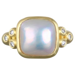 Faye Kim 18 Karat Gold Mabe Pearl and Diamond Ring