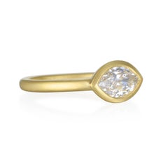 Faye Kim 18 Karat Gold Marquise Diamond Bezel Ring