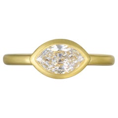 Faye Kim 18 Karat Gold Marquise Diamond Bezel Ring