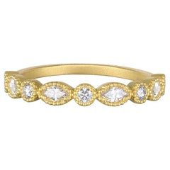 Faye Kim 18 Karat Gold Marquise/Round Diamond Half Eternity Band