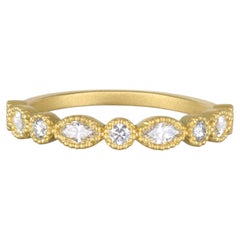 Faye Kim 18 Karat Gold Marquise/Round Diamond Half Eternity Band