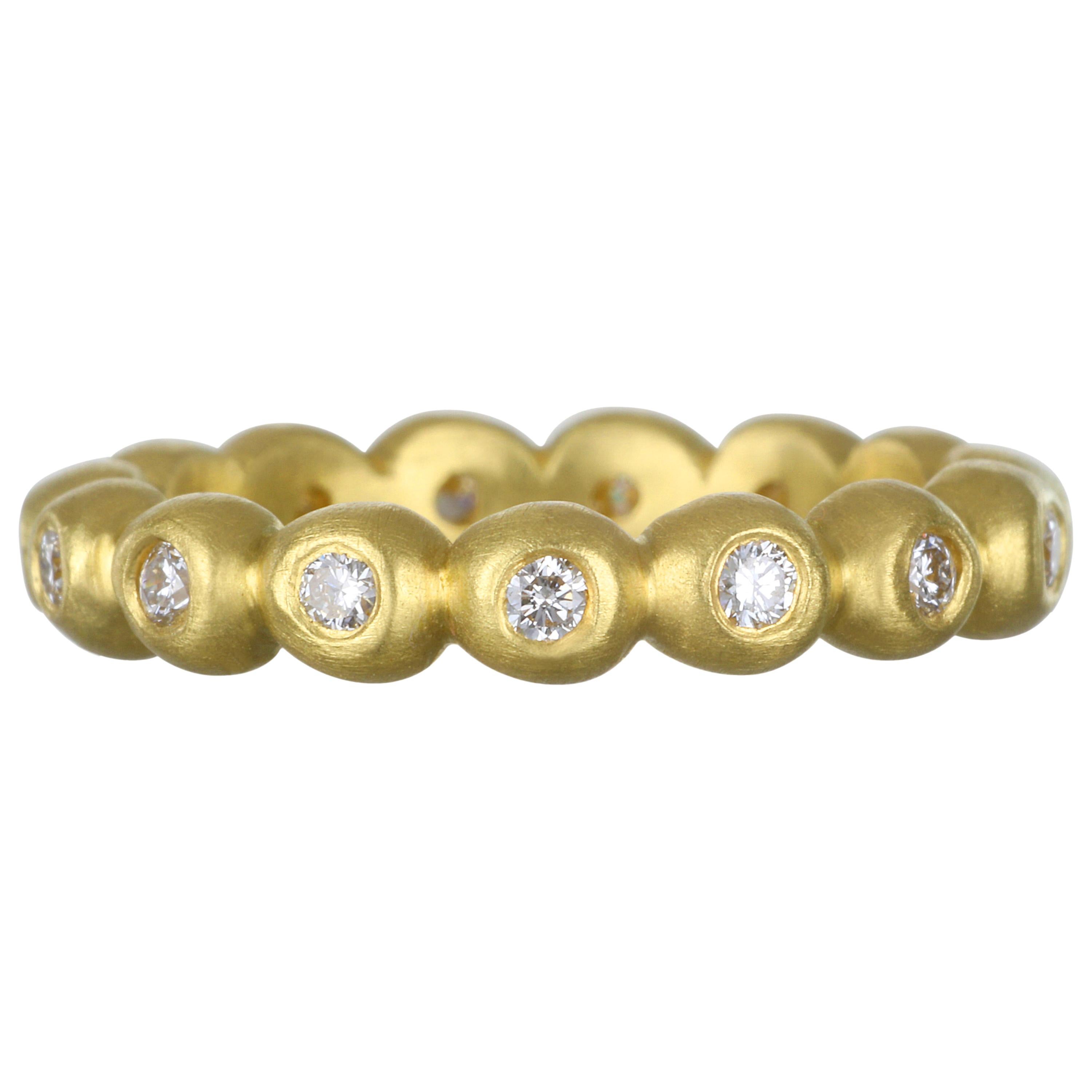 Faye Kim 18 Karat Gold Medium Diamond Granulation Bead Ring For Sale