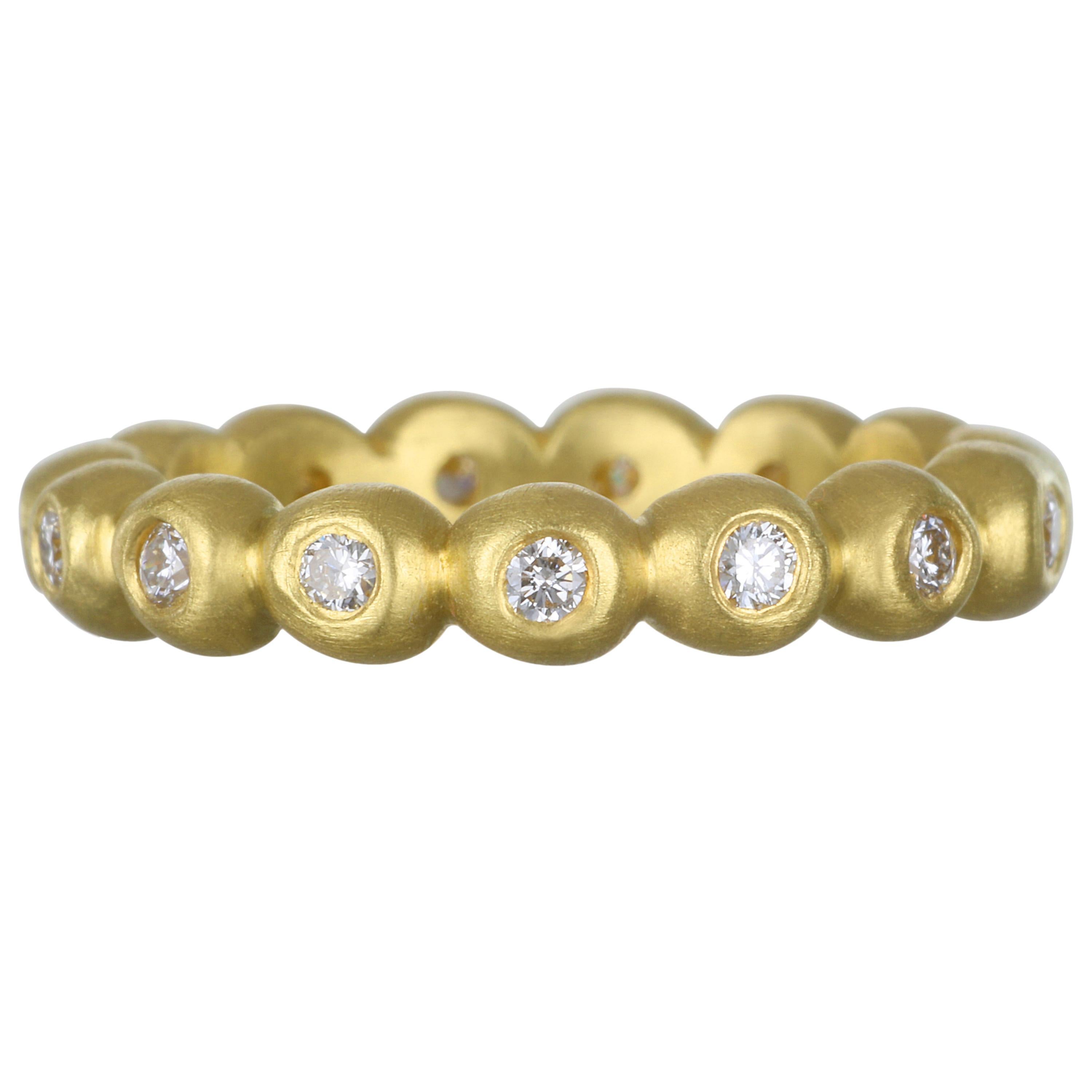 Faye Kim 18 Karat Gold Medium Diamond Granulation Bead Ring