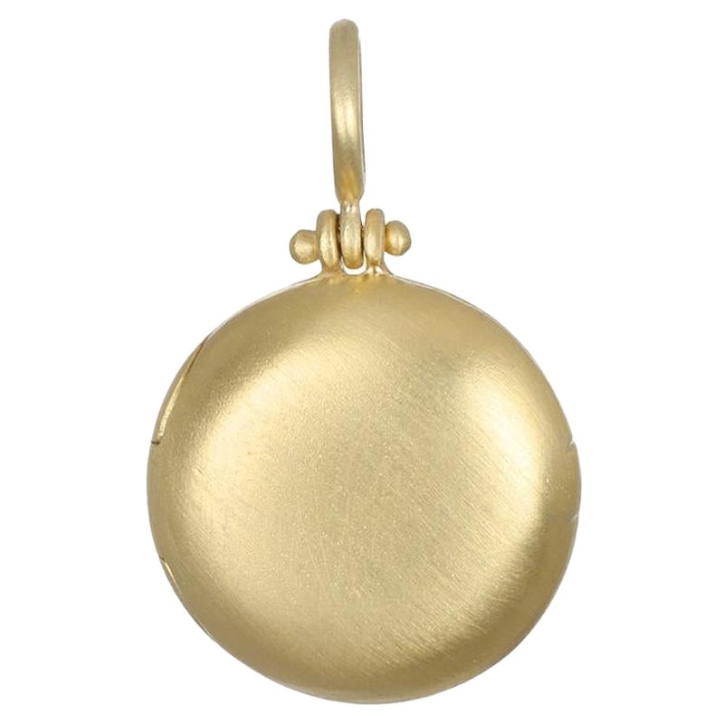Faye Kim 18K Gold Medium Round Locket, Contemporary Design, USA For Sale