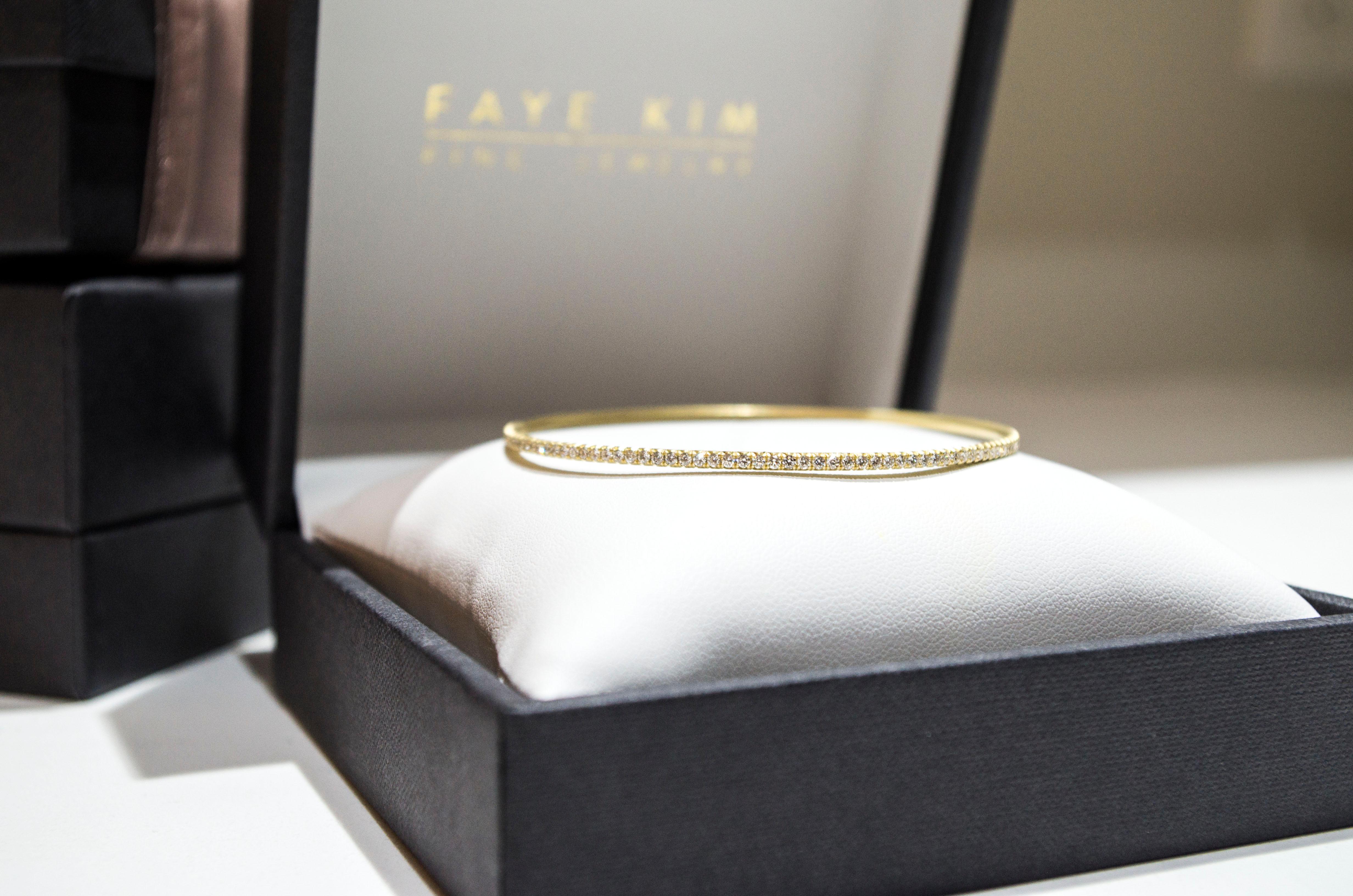 Faye Kim 18 Karat Gold Micro Pave Diamond Eternity Bangle Bracelet In New Condition For Sale In Westport, CT