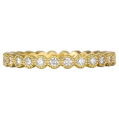 Faye Kim 18 Karat Gold Milgrain Diamond Eternity Band