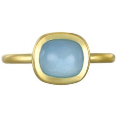 Faye Kim 18 Karat Gold Milky Aqua Bezel Ring