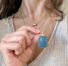 Faye Kim 18 Karat Gold Milky Aquamarine Pendant With Hinged Bail