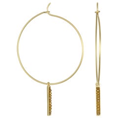 Faye Kim 18 Karat Gold Milky Diamond Bar Drops for Hoops