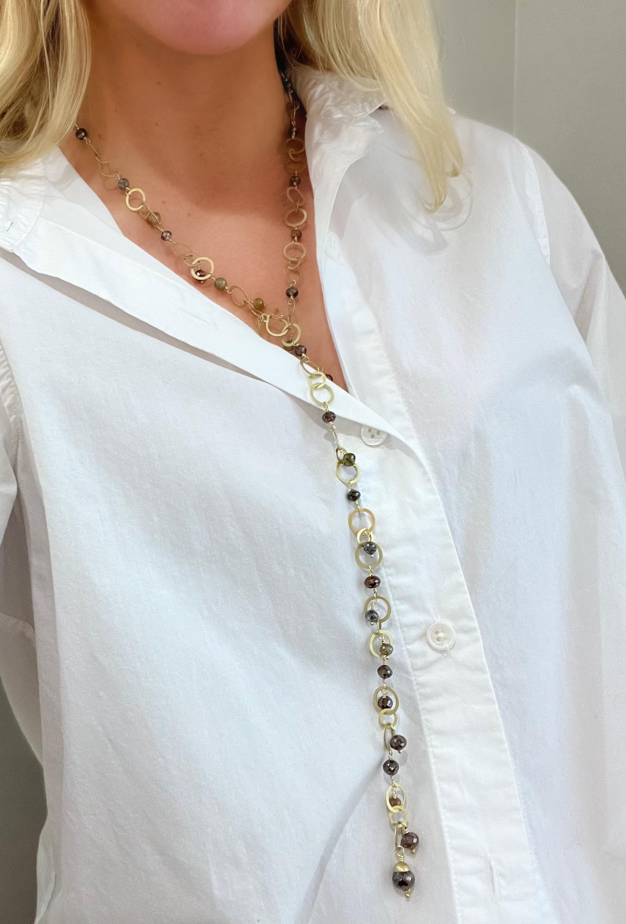 Perlina Faye Kim 18 Karat Gold Milky Diamond Fringe Necklace in vendita