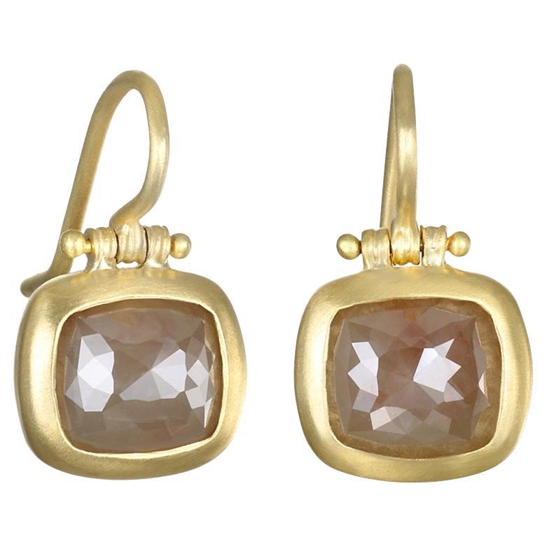Faye Kim 18 Karat Gold Milky Diamond Hinged Earrings