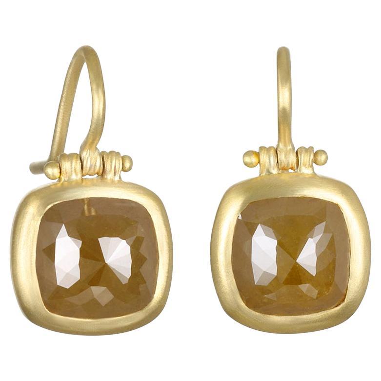 Faye Kim 18 Karat Gold Milky Diamond Hinged Earrings