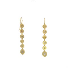 Faye Kim 18 Karat Gold Milky Diamond Line Earrings
