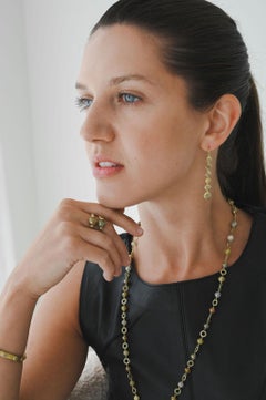 Faye Kim 18 Karat Gold Milky Diamond Line Earrings