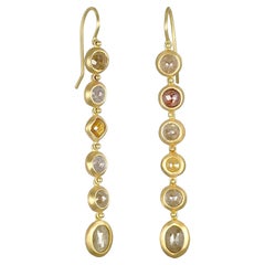 Faye Kim 18 Karat Gold Milky Diamond Line Earrings