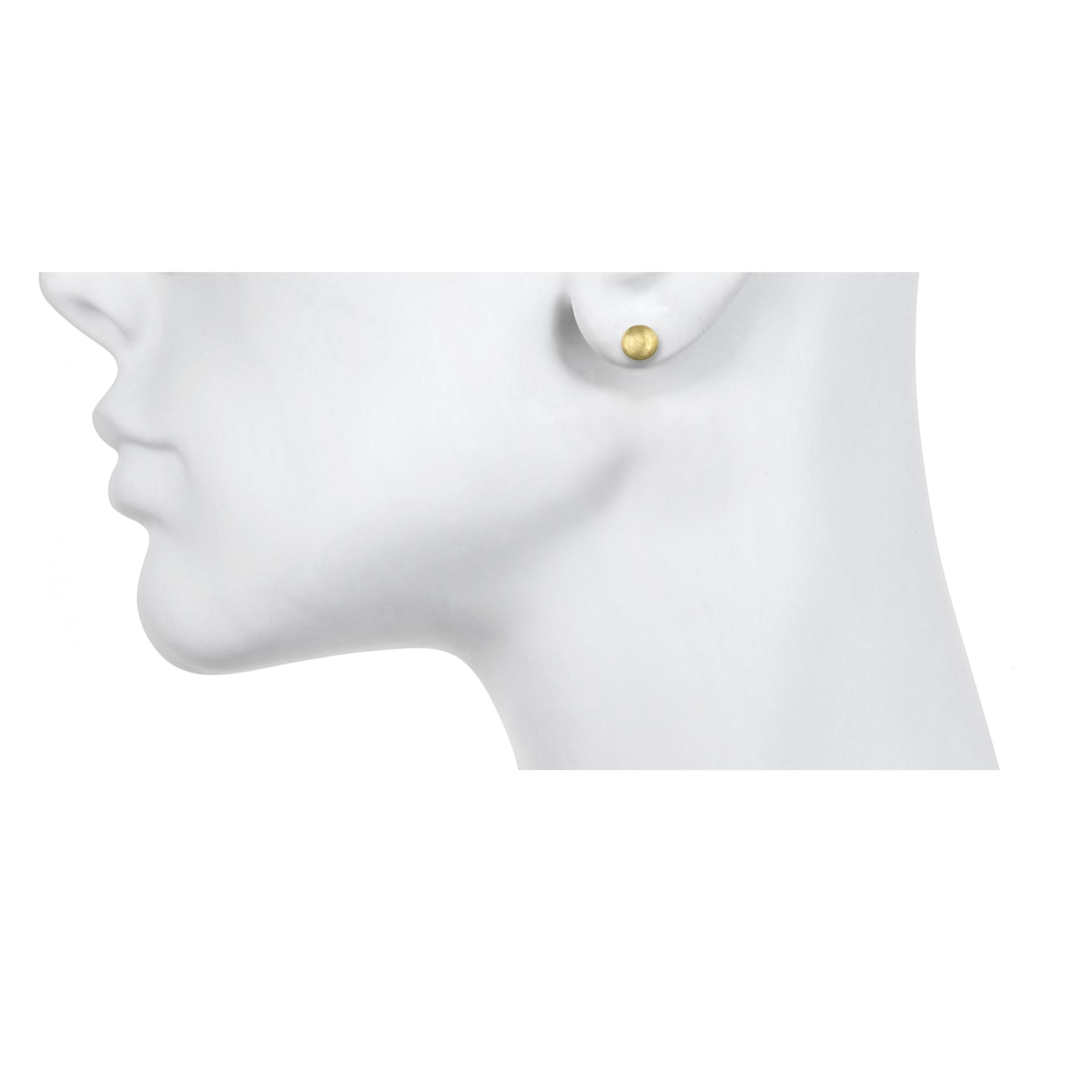 Contemporary Faye Kim 18 Karat Gold Mini Button Stud Earring For Sale