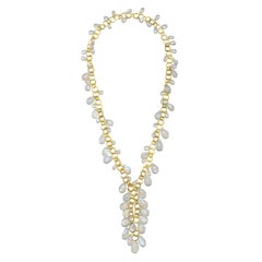 18 Karat Gold Mondstein 20" Fransen-Halskette mit 2" Cluster von Faye Kim