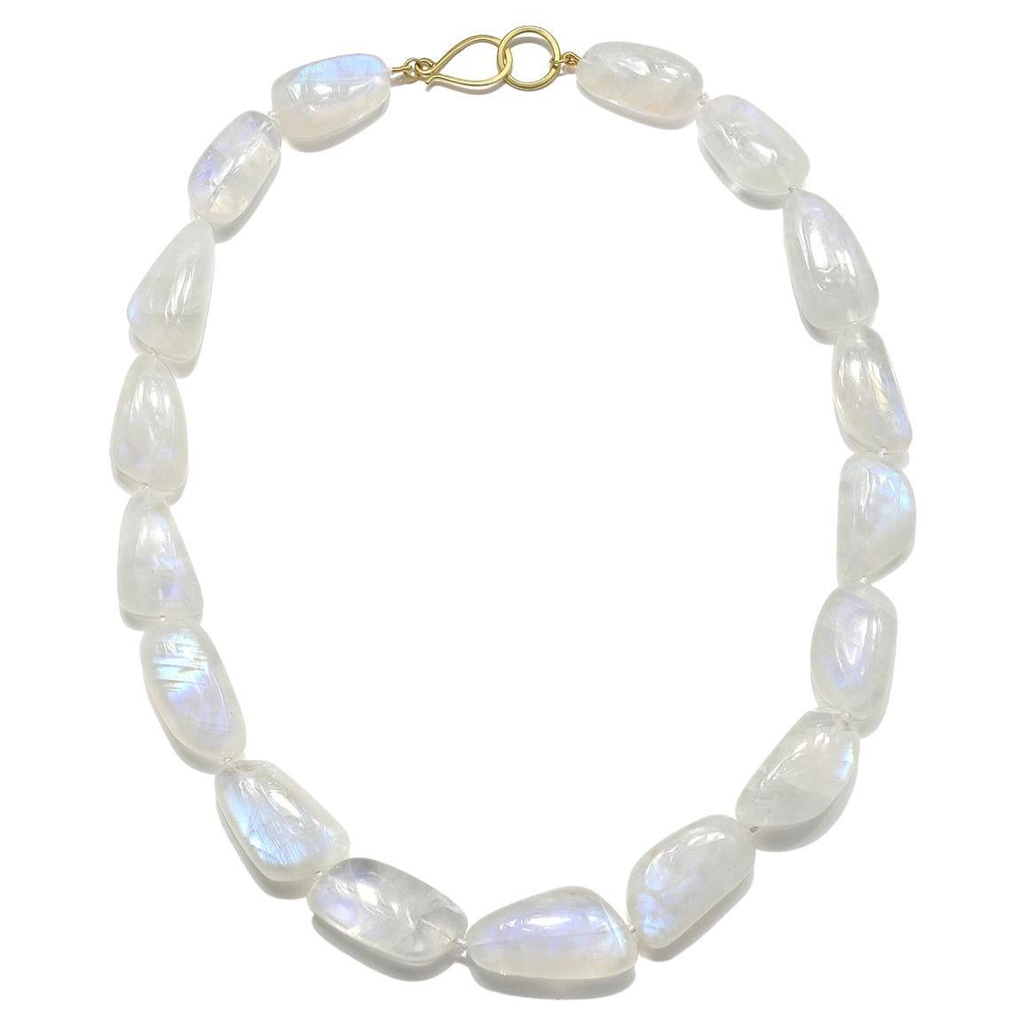 Faye Kim 18 Karat Gold Moonstone Bead Necklace For Sale