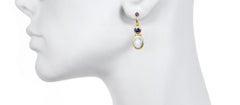 Faye Kim 18 Karat Gold Moonstone and Ceylon Blue Sapphire Drop Earrings