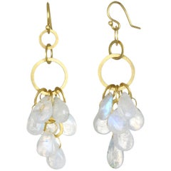 Faye Kim 18 Karat Gold Moonstone Briolette Fringe Earrings