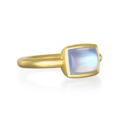 Faye Kim 18 Karat Gold Moonstone East/West Bezel Ring