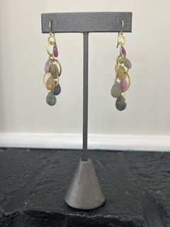 Faye Kim 18 Karat Gold Multi-Loop Umba Sapphire Briolette Earrings
