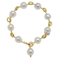 Faye Kim 18 Karat Gold Multi-Loop White South Sea Baroque Pearl Bracelet