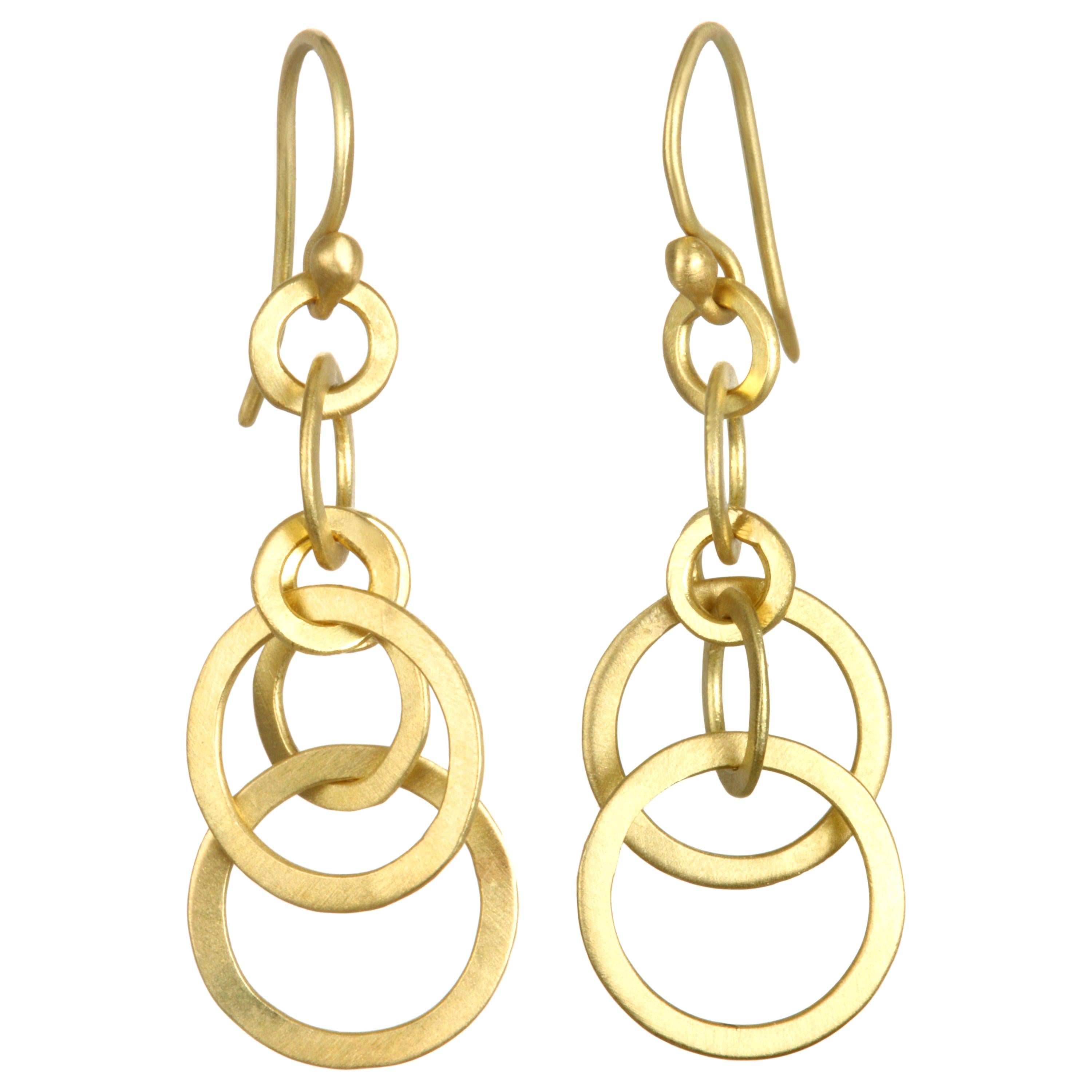 Faye Kim 18 Karat Gold Multi Planished Loop Earrings, Small