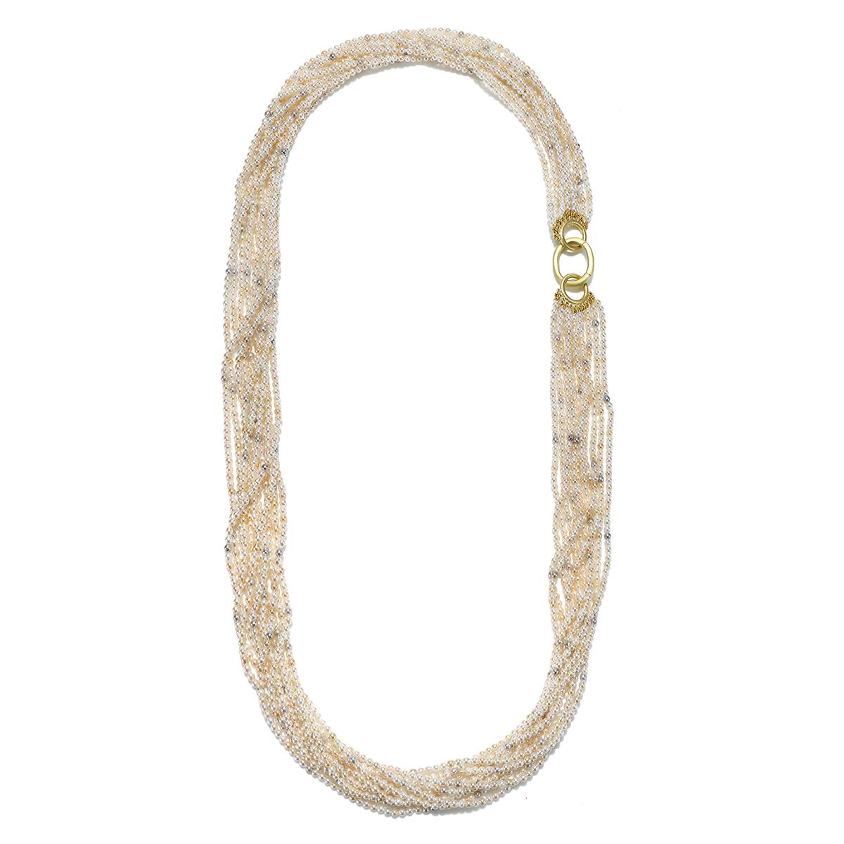 Mehrreihige Akoya-Keshi-Perlenkette von Kim, 18 Karat Gold, 18 Karat im Angebot 11