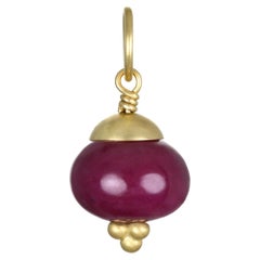 Faye Kim 18 Karat Gold Natural Ruby Bead Pendant