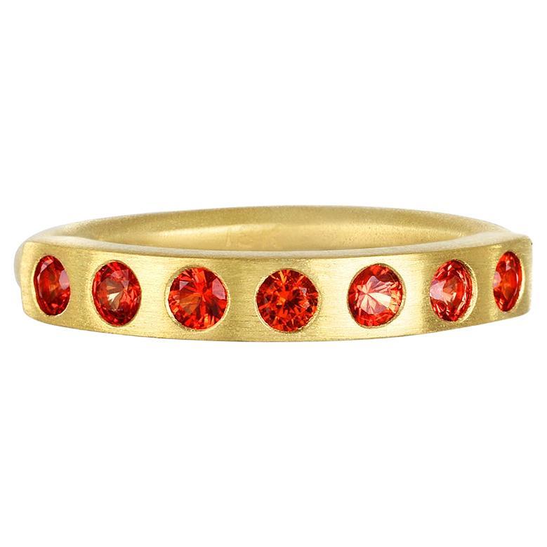 Faye Kim 18 Karat Gold Orange Sapphire Burnished Bar Ring