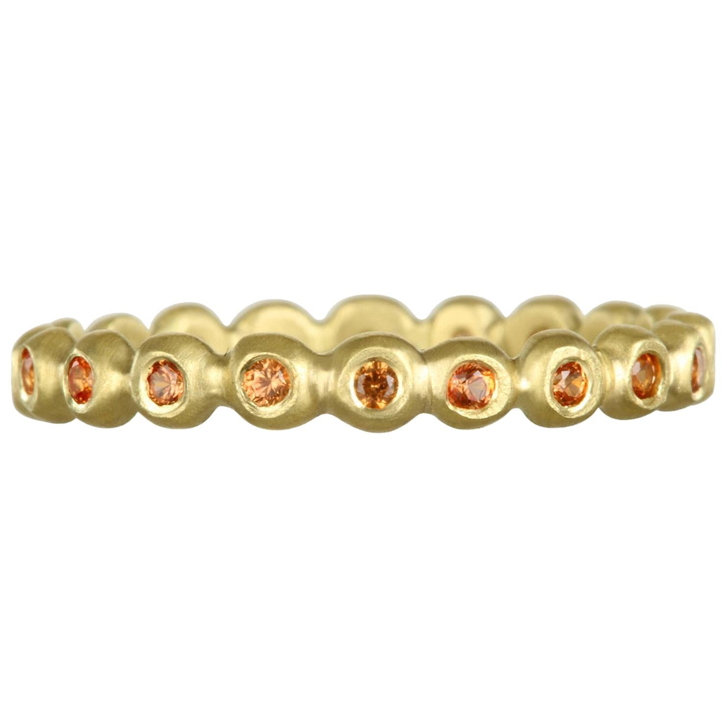 Faye Kim 18 Karat Gold Orange Sapphire Granulation Bead Ring