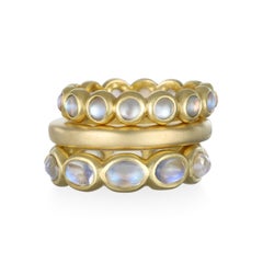 Faye Kim 18 Karat Gold Oval Moonstone Eternity Ring