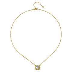 Faye Kim 18 Karat Gold Oval Moonstone Necklace - 5.83 carats