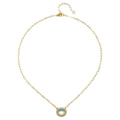 Faye Kim 18 Karat Gold Oval Moonstone Necklace - 7 carats