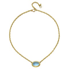 A. Kim, collana in oro 18 carati con pietra di luna ovale