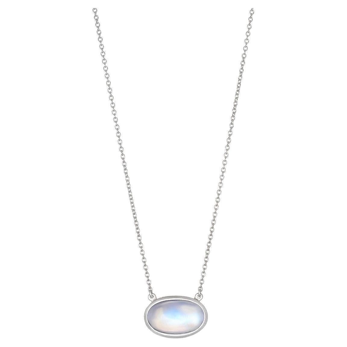 Faye Kim 18 Karat Gold Oval Moonstone Pendant Necklace 8 Cts In New Condition In Westport, CT