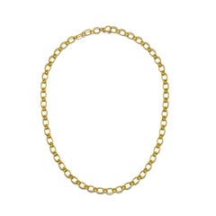 Faye Kim 18 Karat Gold Oval Round Link Adjustable 32" Chain Necklace