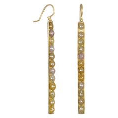 Faye Kim 18 Karat Gold Oval Yellow Raw Diamond Bar Earrings