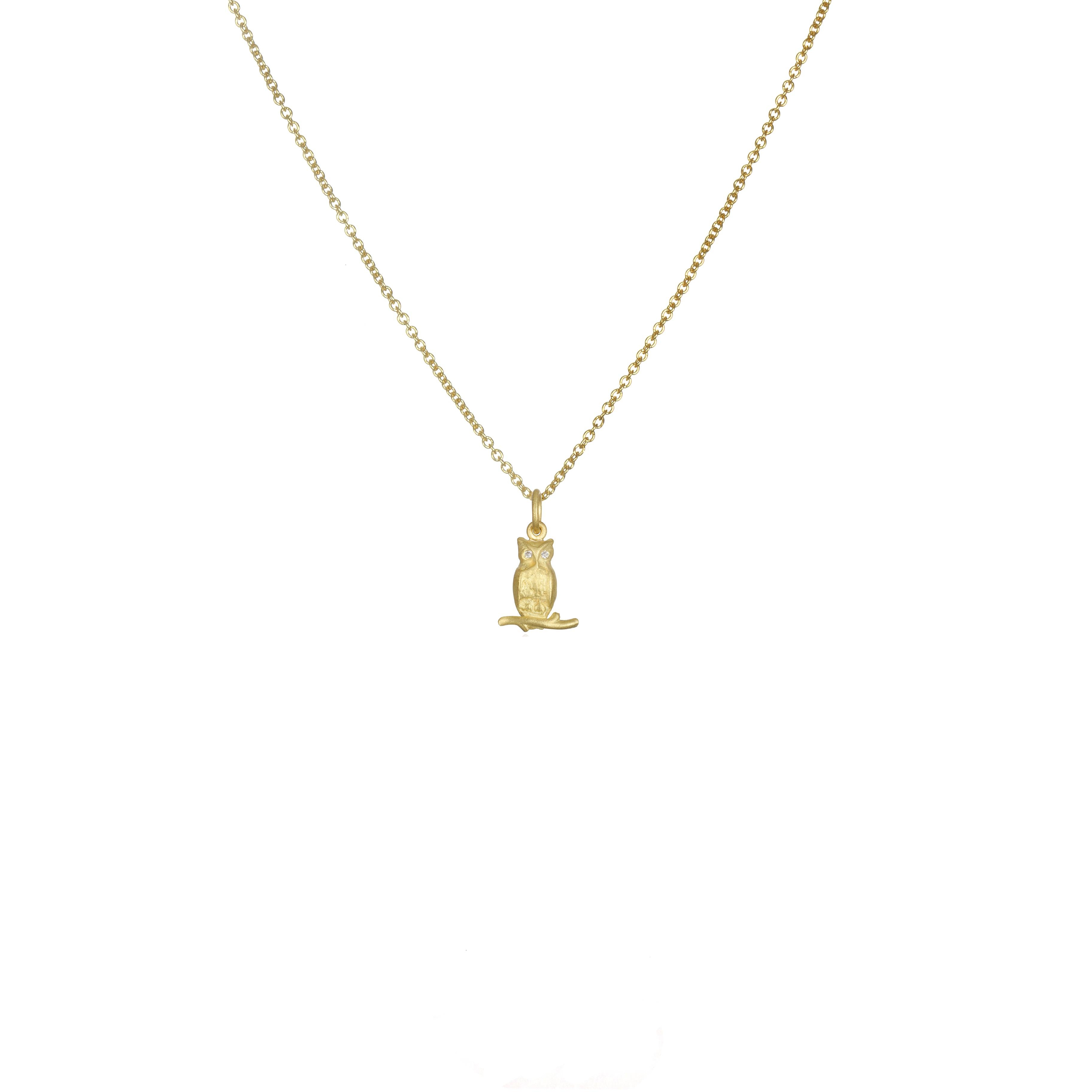 Faye Kim, gufo in oro 18 carati con occhi di diamante In condizioni Nuovo in vendita a Darien, CT