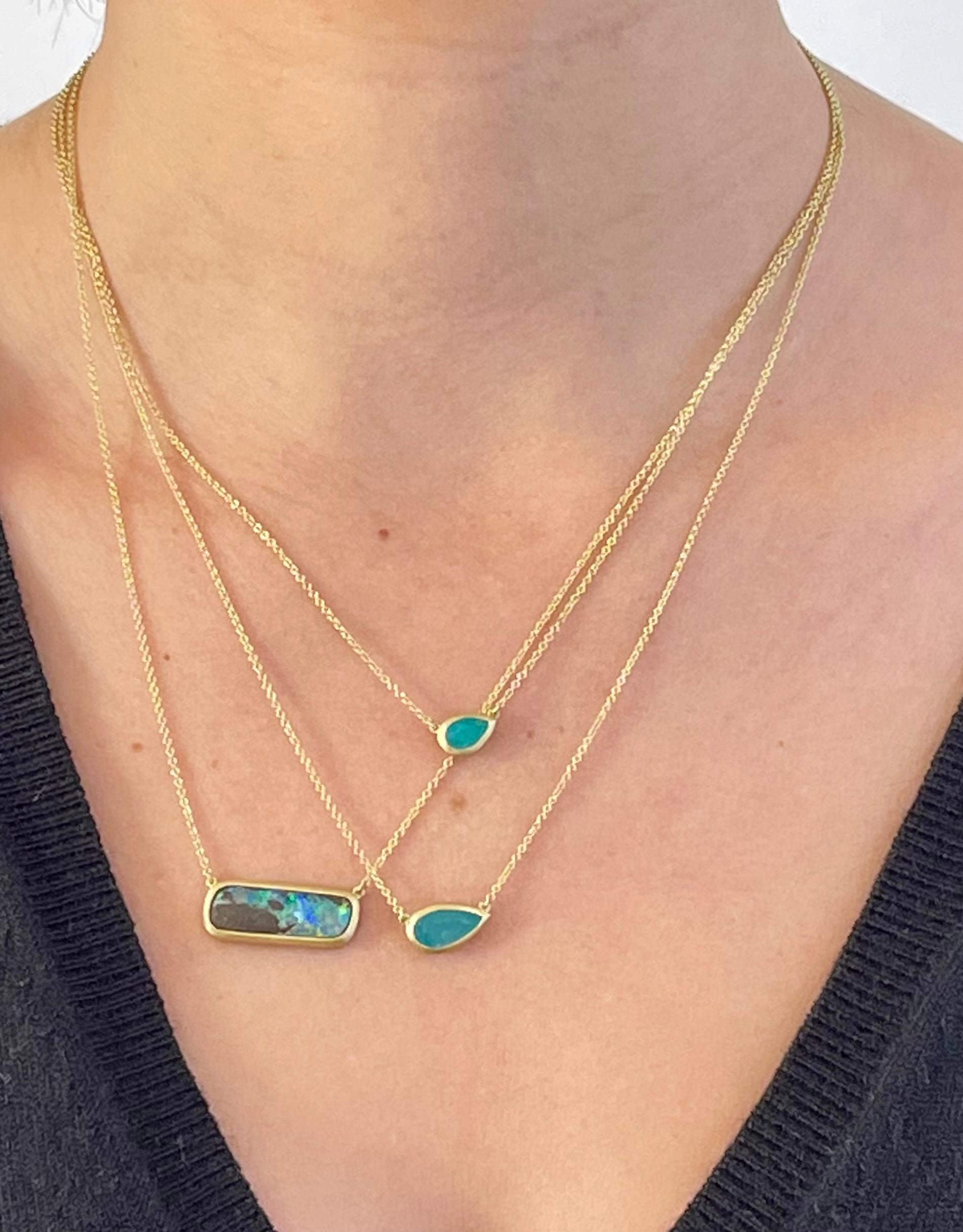 Faye Kim 18 Karat Gold Paraiba Tourmaline Pear Shape Necklace In New Condition For Sale In Westport, CT